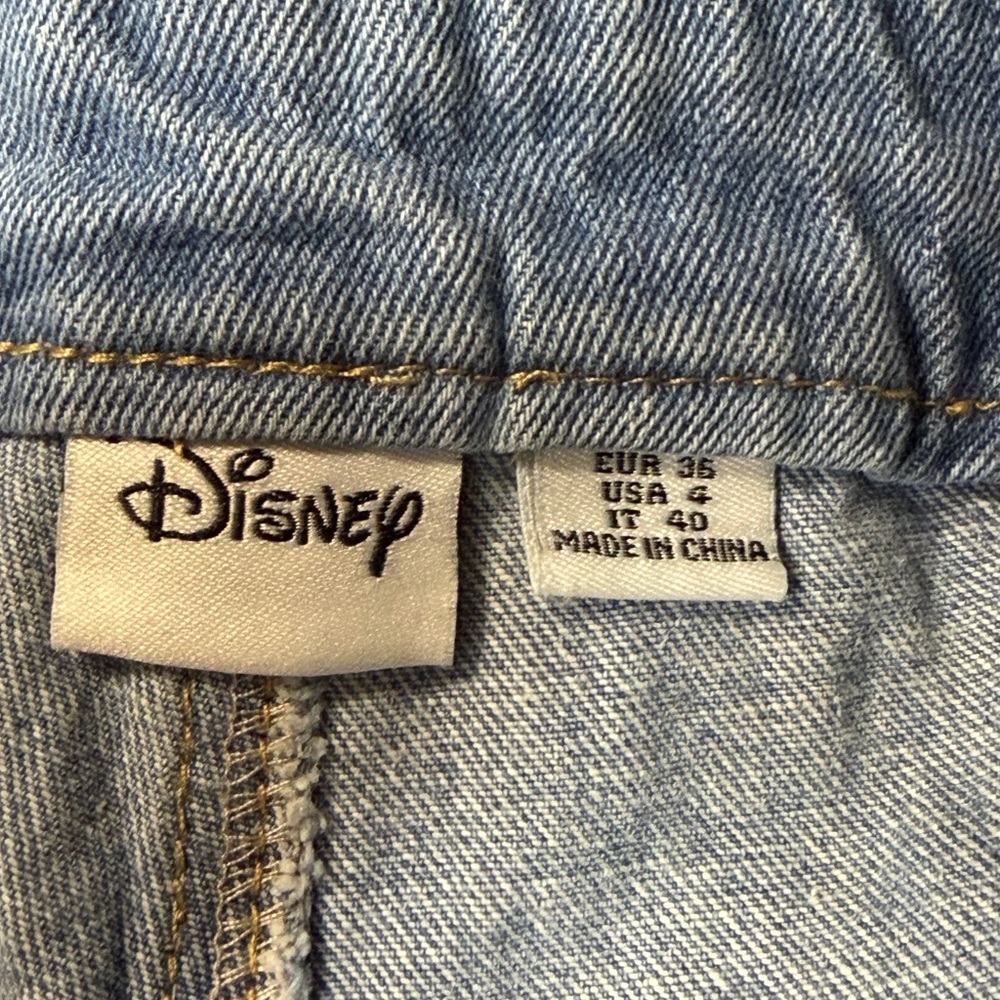 Disney Women’s  Blue Overalls with Mickey Mouse Sequin Patches - Picture 5 of 8